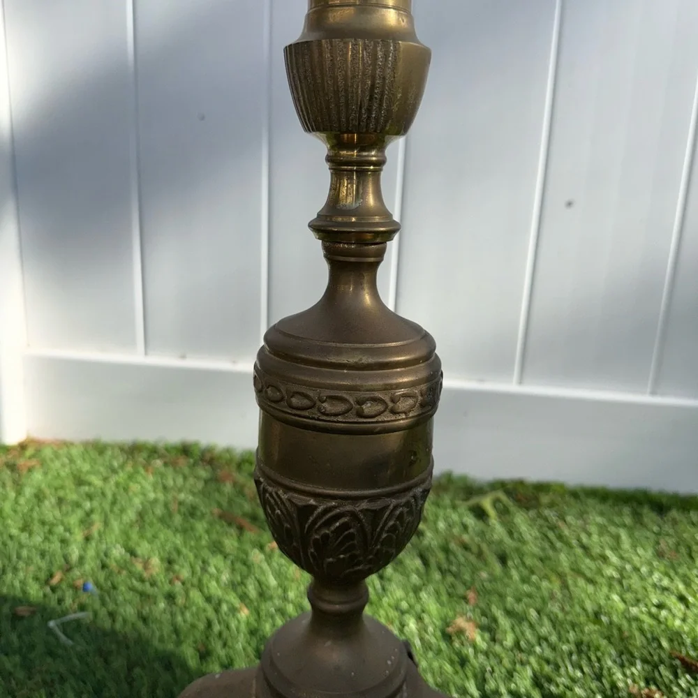 Pair of Vintage‎ Brass Andirons Ornate Very Nice